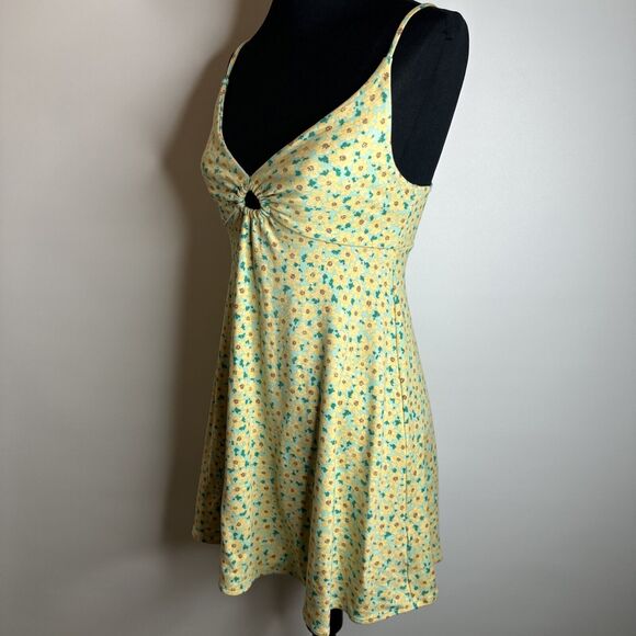 Y2K Urban Outfitters Green Yellow Floral Babydoll Dress Womens Size S Fairycore - Picture 4 of 8